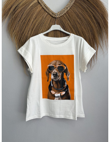 Camiseta  dog white