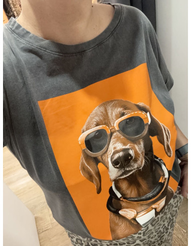 Camiseta dog gris