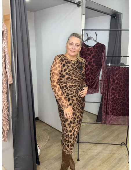 falda print tule marron