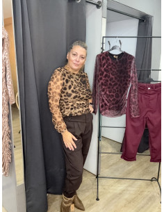 Camiseta tule print marron