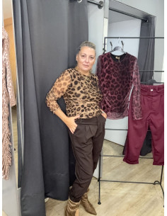 Camiseta tule print marron 2