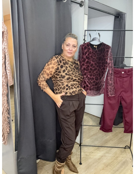 camiseta tule print marron