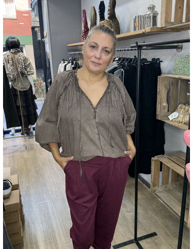 Camisa Flecos marron