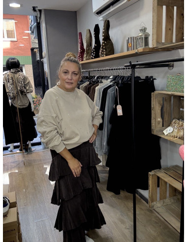 sudadera brillo beige