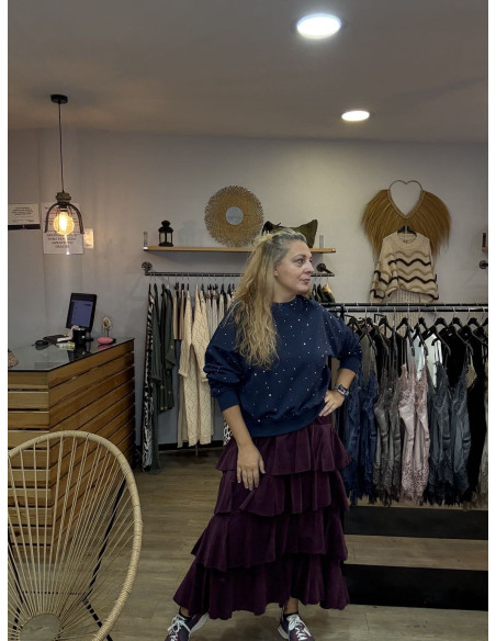 falda volante granate