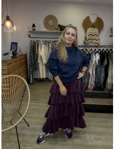 Falda volante granate