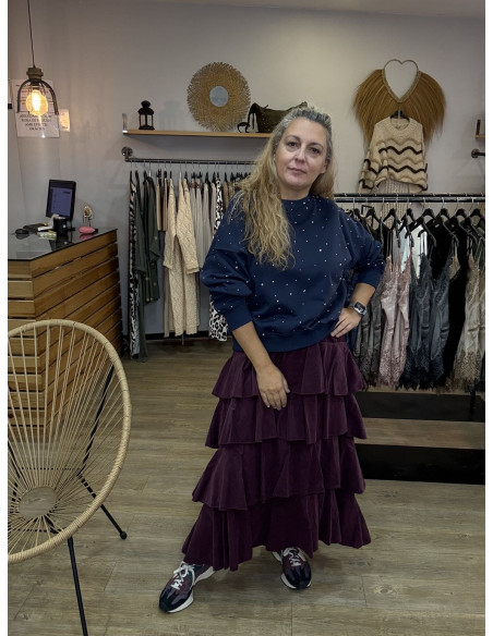 Falda volante granate