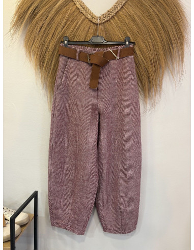 Pantalón espiga granate